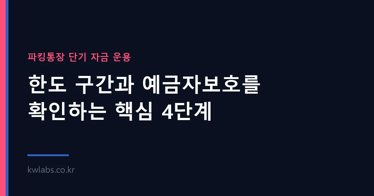 파킹통장 단기 자금 — 한도 구간과 예금자보호를 확인하는 핵심 4단계